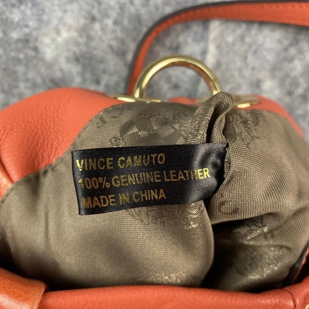 Vince Camuto Crossbody Handbag Burnt Orange Suede Tassel Genuine‎ Leather